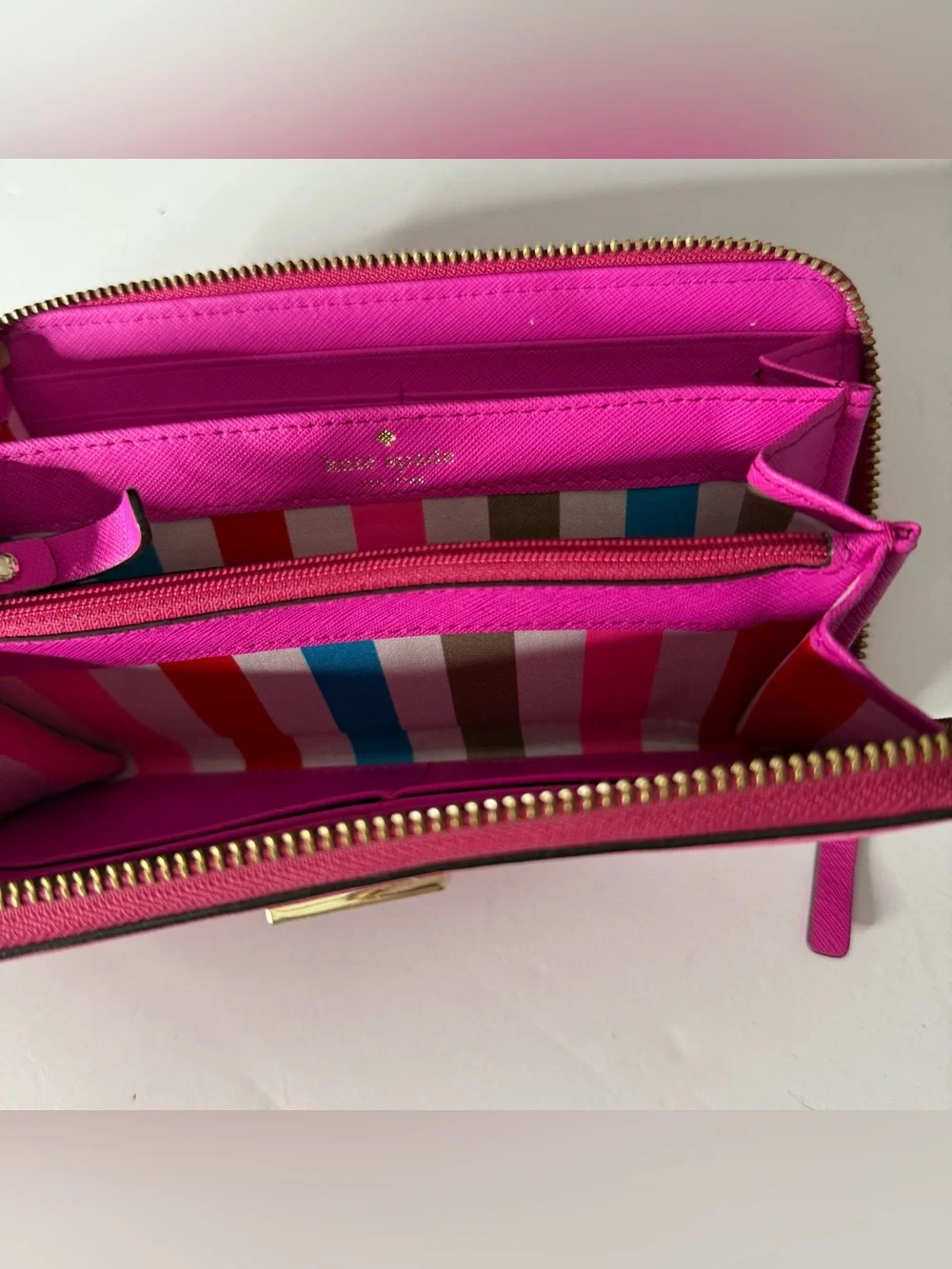 Kate Spade  Vibrant Hot Pink Zip-Around Wallet